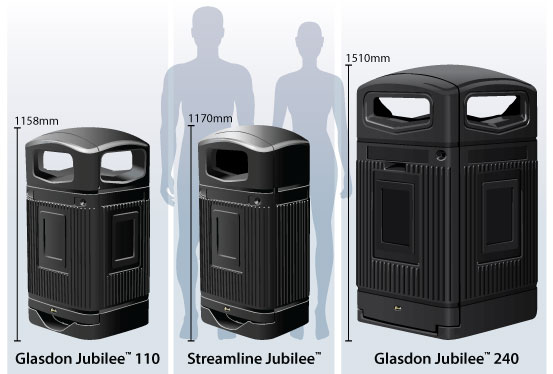 Glasdon Jubilee™ -serien med 240-modellen för mobila sopkärl