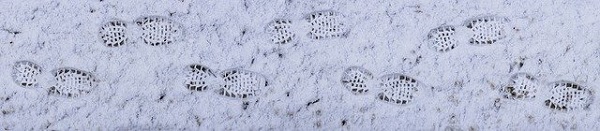 Snöiga fotspår