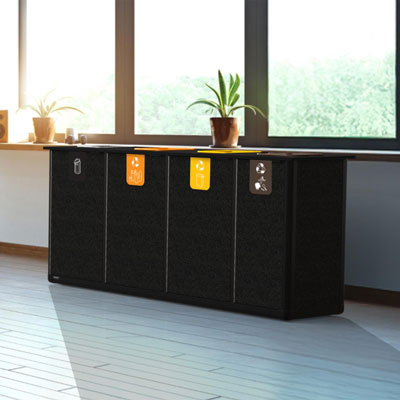 Origin&trade; Infinity Quad Slimline 280 liters &aring;tervinningsstation 4 avfallsfraktioner